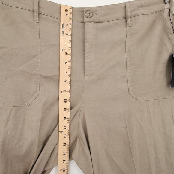 NYDJ Pants Wide Leg Cropped Capri Tan Khaki Linen Blend Plus Size 16W NWT - Picture 6 of 12
